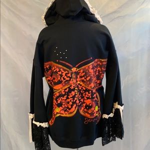 SOLD-Extra large hand painted sweatshirt jacket